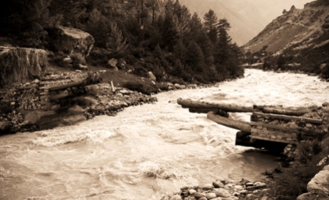The bridge that is no longer. Chitkul, Himalayas.