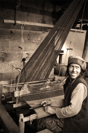 Chitkul woman at her loom. Chitkul, Himalayas.