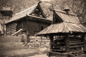 Older part of the temple complex. Chitkul, Himalayas.